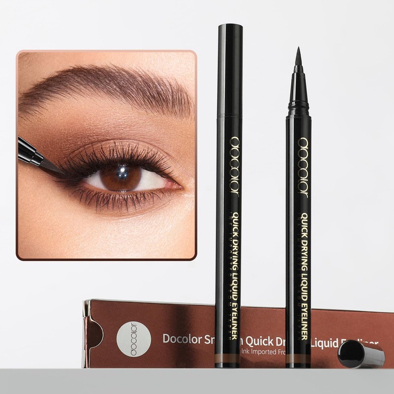 Docolor Ultra Fine Precision Brown Eyeliner, Professional Liquid Eyeliner, Waterproof