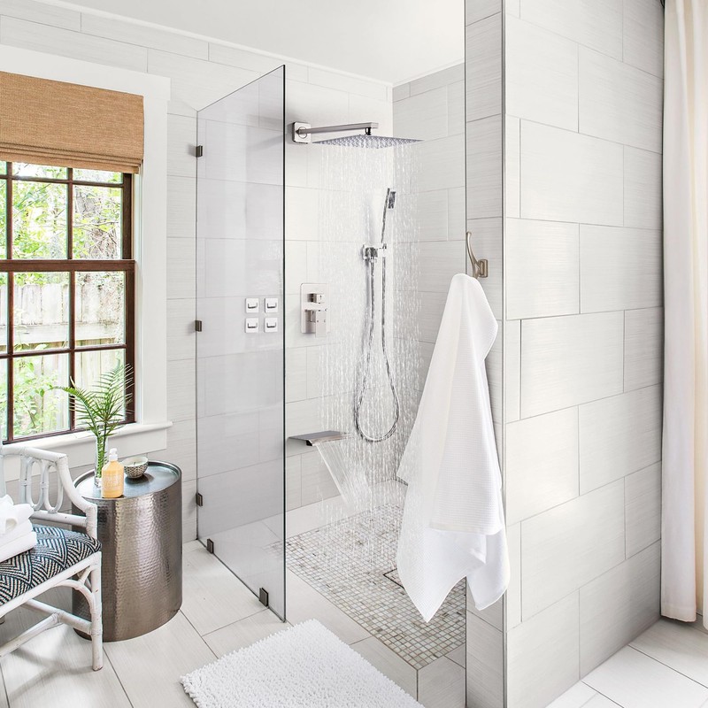LCEVCGK Shower Faucet Set with Tub Spout, Brushed Nickel Rainfall