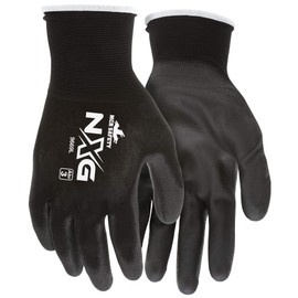MCR Safety 9669XXL Nylon Knitted Shell Memphis Gloves with Black PU Dipped Palm and Fingers, Black, 2X-Large, 1-Pair