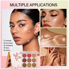 Professional Makeup Cream Contour Palette, MKNZOME 6 Colours Concearler Full Coverage & Makeup Brush Set Contour Concearler Palette Contouring Face Make Up Gift for Women Girls