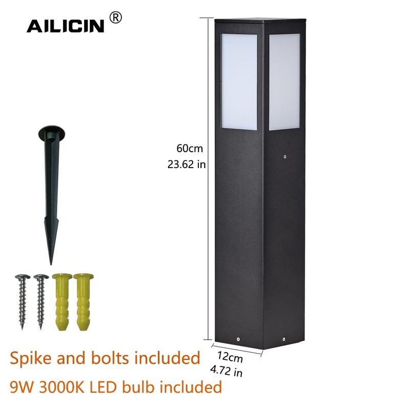 AILICIN Outdoor Path Light, Post Lights,LED Bollard Lamp for Walkway,