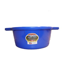 Little Giant® Feed Pan with Handles - 22 Quart - Heavy Duty Plastic Livestock Feeder and Waterer Pan Bucket Tub - Blue