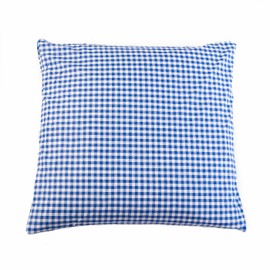 Country house cushion cover, 40 x 40 cm, blue checked 1 x 1 cm, cotton, woven-through zip fastener