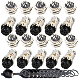 Aviation Plugs GX16-9, Lsgoodcare 20Pcs 16mm 9 Pin Din Female/Male Aviation Connector Plug with 10Pcs Aviations Plug Caps, 5A Metal Chassis Connector Socket