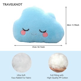 TRAVELKNOT Cuddly Cushion Cloud Blue Cloud Plush Cuddly Toy Fluffy Plush Toy Child Bedroom Decor Christmas Birthday Gift 41 x 30 cm