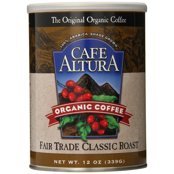 Cafe Altura Ground Organic Coffee, Fair Trade Classic Roast, 12 Ounce (Pack of 3)