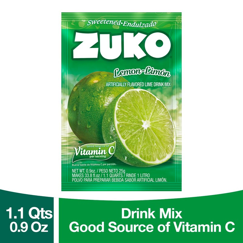 ZUKO Lime 24 Instant Powder Drink, No Sugar Needed, Individual