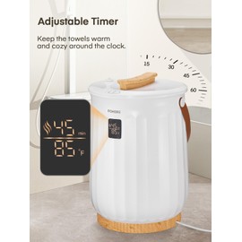 Towel Warmers Bucket, FOHERE 20L Luxury Large Spa Towel Warmer for Bathroom, 15/30/45/60 Min Auto Shut Off, with LED Screen, Handle, Fits Towels, Blankets, Bathrobes, PJ's, for Him & Her