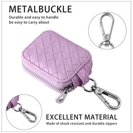 SMAIGE PU Leather Designed for AirPods 4 Case and AirPods 4th Generation Case with Active Noise Cancellation (2024) Protective Cover with Carabiner Keychain (Leather Case- lightPurle)