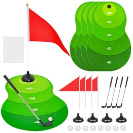 Cinrobiye 4 Set Golf Centerpieces Table Decorations Golf Party Supplies Mini Golf Desktop Score Playing Game Set Including Hitting Mat Putters Ball Flag Stand for Sport Themed Birthday Party Decor