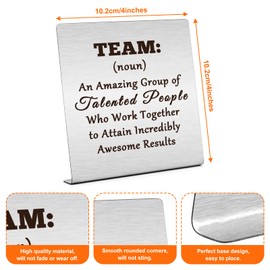 Inspirational Team Office Desk Decor Thank You Gifts for Coworker Appreciation Gifts for Colleagues Team Definition Plaque Gifts Motivational Team Decoration Gifts Teamwork Office Decor