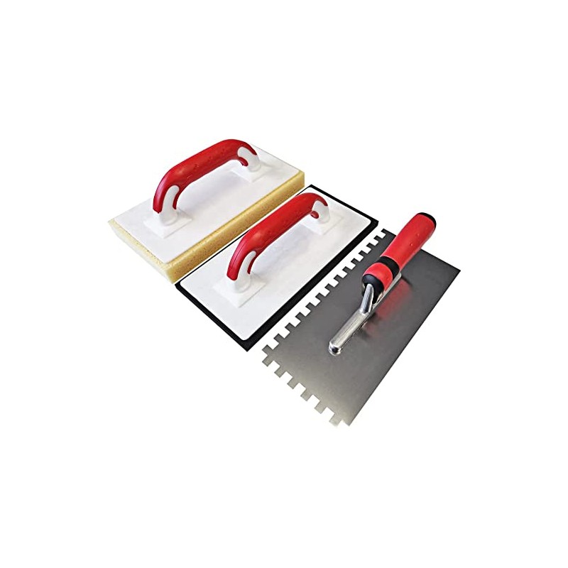 Tile Set 3-Piece with Smoothing Trowel Rustproof Teeth 6 x
