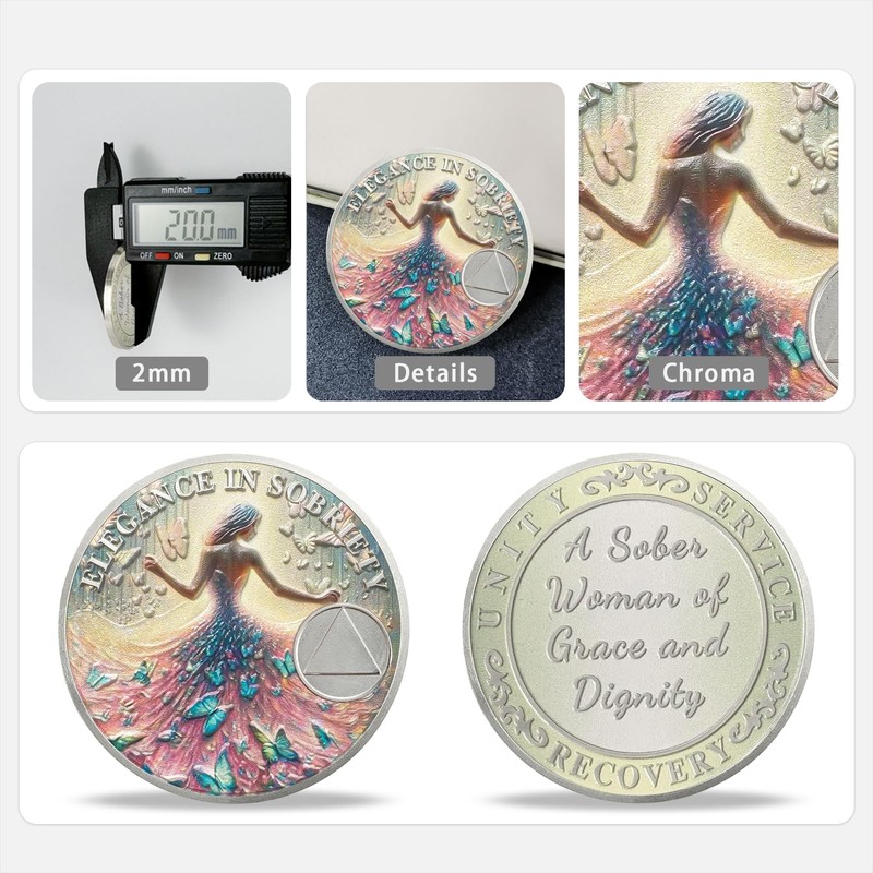deDecoml Elegant Sobriety Challenge Coin for Women with Inspirational Design
