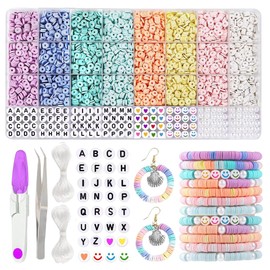 Adnsxzyj Bracelet Making Kit - 3860 Pcs Clay Beads for Friendship Bracelet Kit - DIY Jewelry Making Set with 26 Types Letter Beads,for Anklets,Bracelets, Necklaces，Earrings