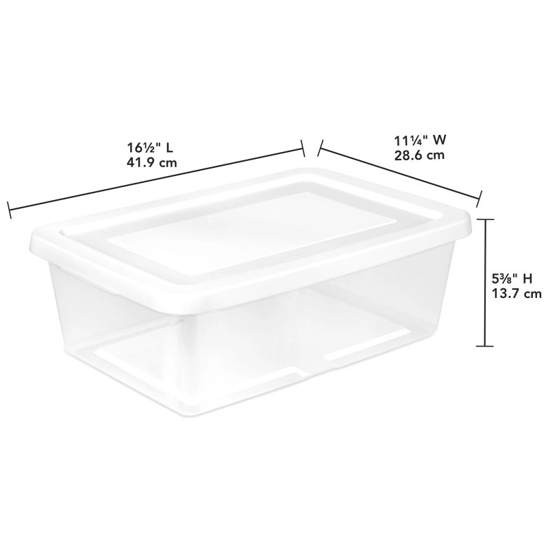Sterilite 12 Qt Storage Box, Stackable Plastic Container Home Organizer,