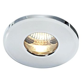 Saxby 50686 50W shieldPLUS MV IP65 Recessed Fixed Fire Rated Downlight GU10 Ceiling Spotlight - Chrome