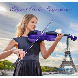CRAFTEEM Crafteem 1/2 Fiddle Purple Colored Premium Violin Outfit for Beginners Adults Kids With 5 Color Fingering Tape- Handcrafted Student Beginner Violin. (Purple, 1/2)