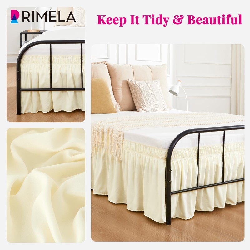 RIMELA Cream Bed Skirts with Split Corners King Size 15