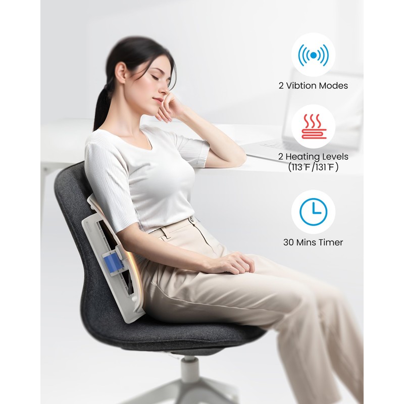 COMFIER Heated Lumbar Support Pillow with Vibration Massage, Back Support