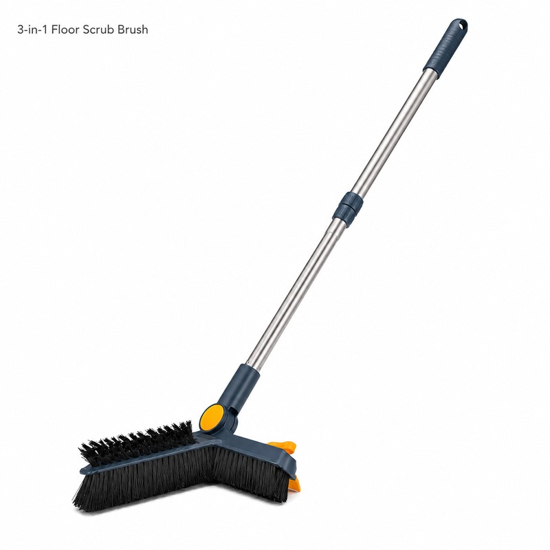 3-in-1 Floor Scrub Brush for Deep Cleaning – 360° Rotating