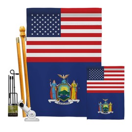 US New York Garden House Flags Kit Americana States USA American Territories Republic Country Particular Area Small Decorative Gift Yard Banner Double-Sided Made In 28 X 40