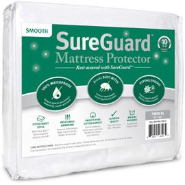 SureGuard Twin Extra Long (XL) Mattress Protector - 100% Waterproof, Hypoallergenic - Premium Fitted Cotton Cover - Smooth