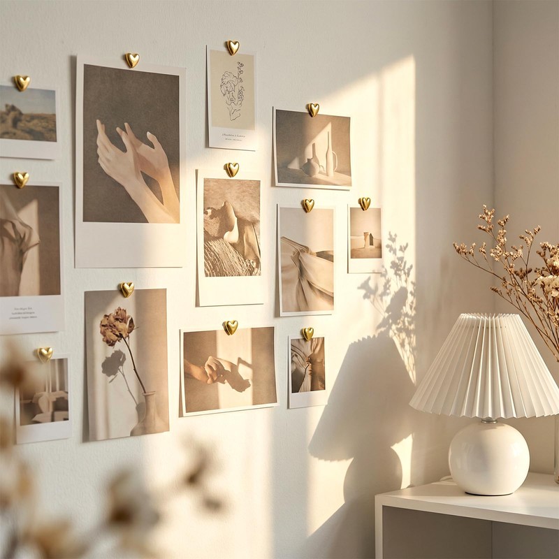 Gold Push Pins, 50 Pcs Decorative Gold Heart Cute Thumb