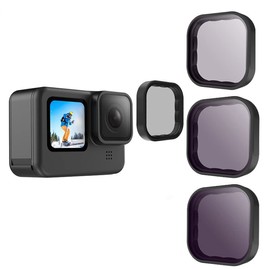 TELESIN Polarizing CPL ND Filter Kit for Go Pro Hero 12 11 10 9 Black, CPL ND8 ND16 ND32 Filter Lens Protector for Go Pro 11 10 9 Action Camera Accessories