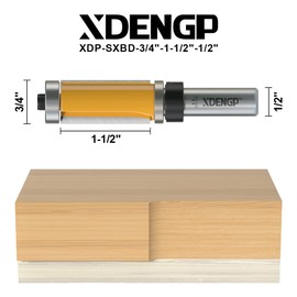 XDENGP Top and Bottom Bearing Flush Trim Router Bit 1/2 Inch Shank, 3/4 Inch Cutting Diameter, 1-1/2 Inch Cutting Length