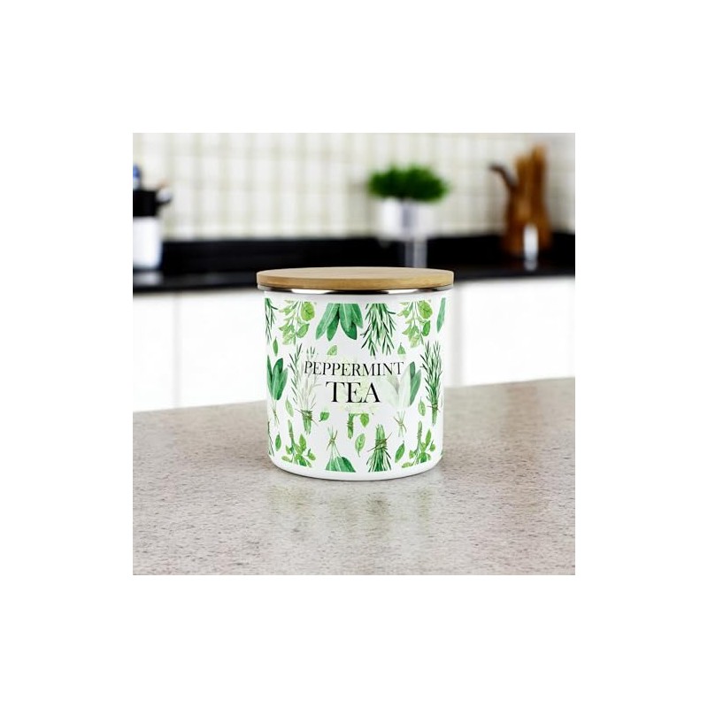 Purely Home Kitchen Herbs Peppermint Tea Storage Canister - White
