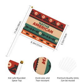Native American Heritage Month Small Flag on Stick 5x8 Handheld Double Sided Mini Garden Flags Sign for Parade Party Decorations Festival Celebration One Size