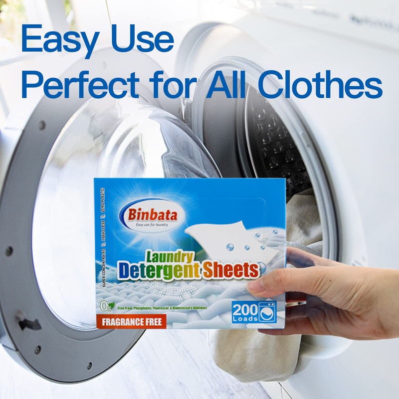 Laundry Detergent Sheets, 200 Count, Fragrance Free, Unscented, Eco-Friendly, Hypoallergenic,