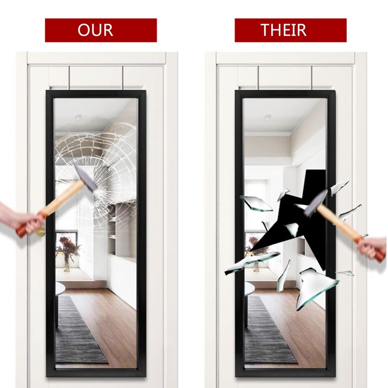 MIRUO Over The Door Wall Mirror, 43" x 18", Black,