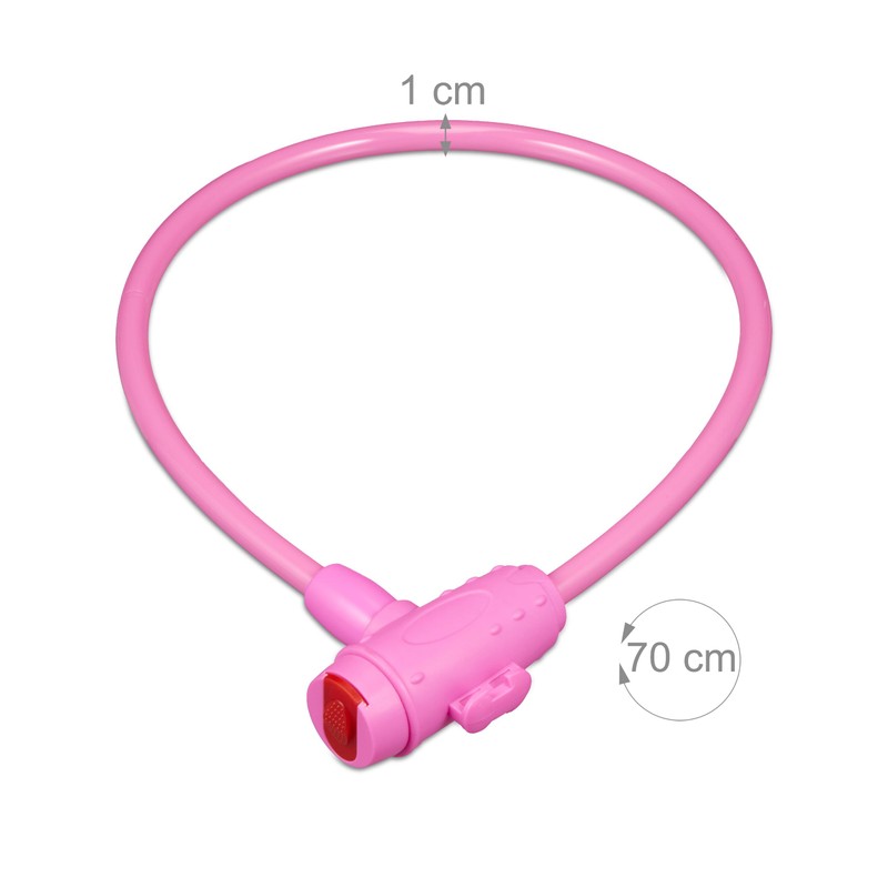Relaxdays Children's Bicycle Lock, 2 Keys, 70 cm Long, Children's