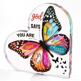 Johiux Christian Gifts for Women Butterfly Religious Gifts for Women,Inspirational Gifts for Friends,Unique Spiritual Birthday Gifts for Her, Sister,Mother,Girl- Butterfly Jesus Desk Decor for Home.