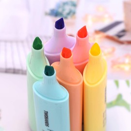 TWOHANDS Highlighter,Chisel Tip Marker Pen,6 Assorted Pastel Colors,H2007