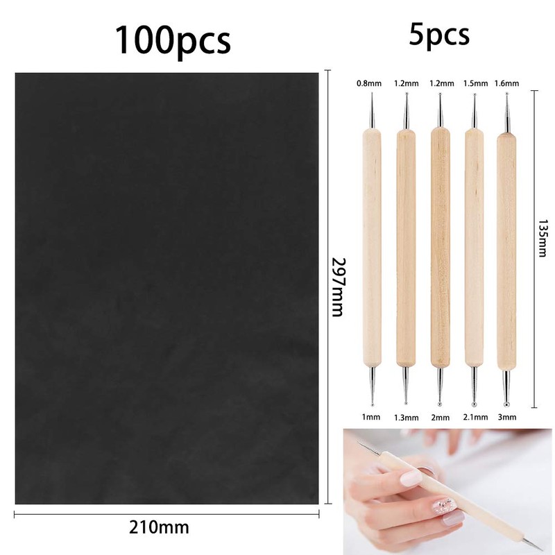 100 Pcs Carbon Transfer Paper with 5 Pcs Embossing Styluses
