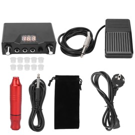 Professional Tattoo Machine Kit Tattoo Pen Foot Pedal Power Supply Set Red