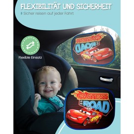 HiTS4KiDS 2 x Sun Shade for Side Windows (Red Racing Car) - Attachment with Suction Cups - Effective Sun Protection Car Kids - UV Protection Car - Universal Fit Sun Shade Car
