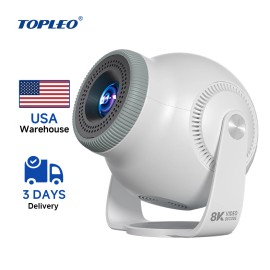 Topleo Android 14 Smart Projector 8K Decoding With Speaker Home Cinema Portable Projectorcolor: White