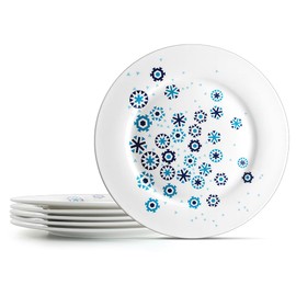 IQCWOOD White Dinner Plates, Ceramic Dinner Plates Set of 6, Round Dessert or Salad Plate, Serving Dishes, Dinnerware Sets, Scratch Resistant, Lead-Free, Microwave, Oven, and Dishwasher Safe