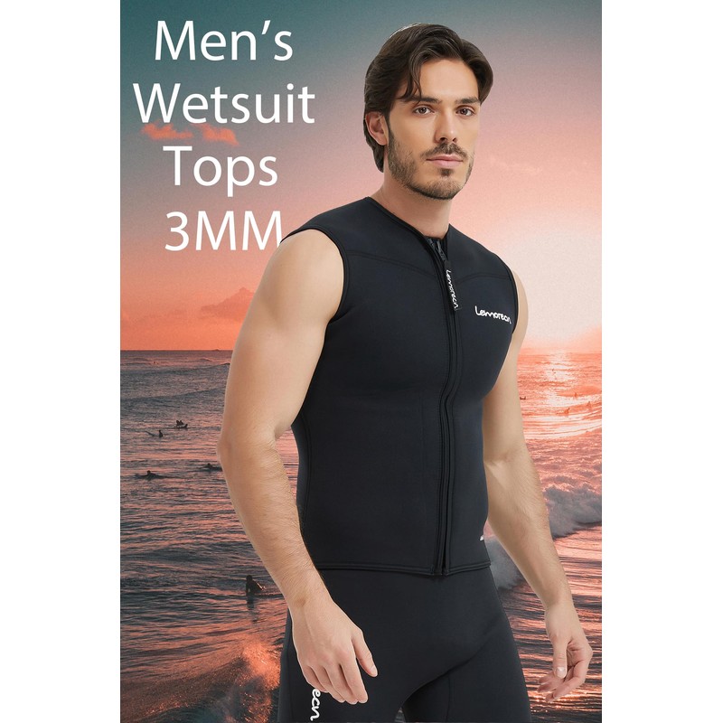 Lemorecn Wetsuit Top for Men Women,3mm Sleeveless Front Zip Neoprene