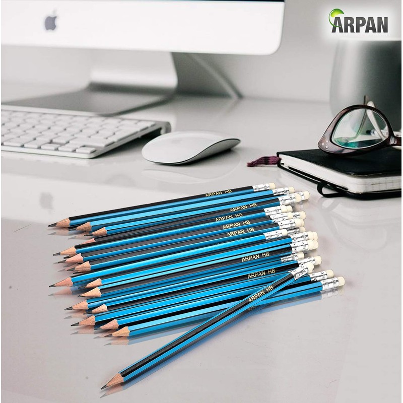 ARPAN Pencils, HB School Eraser tip 24 Pencils, Snap-Resistant &