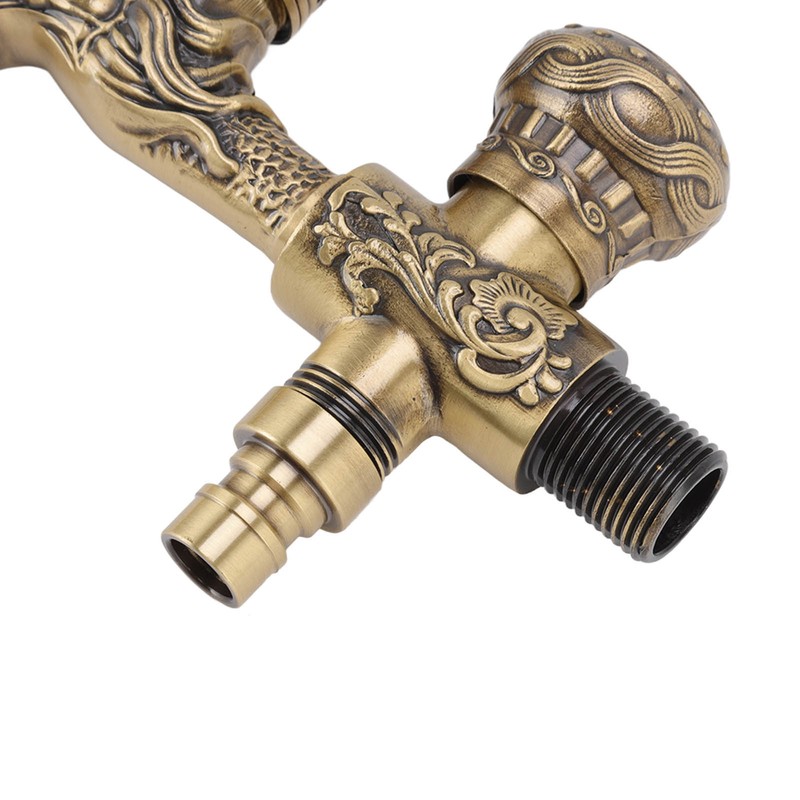Water Tap 2 Handles 1 Hole Oil Rub Antique Dragon