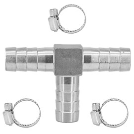 Refuuch Stainless Steel 3/4" Hose Barb Tee 3 Way T Shaped Barbed Co2 Splitter Fitting