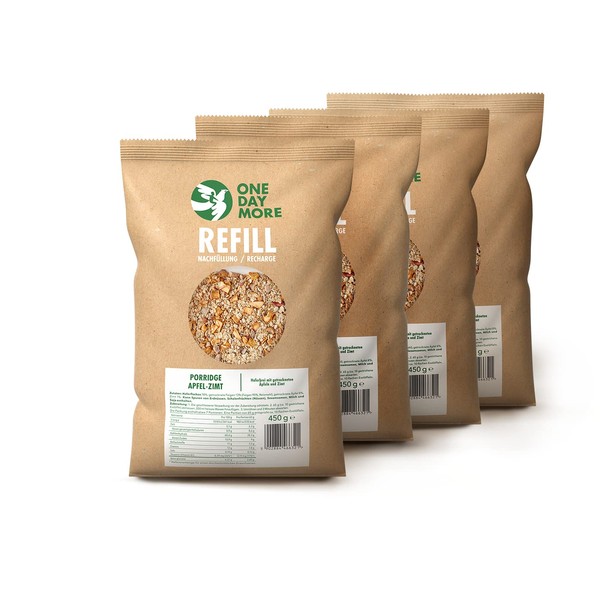 Oatmeal OneDayMore without Sugar, 4 x 450 g Porridge Set,