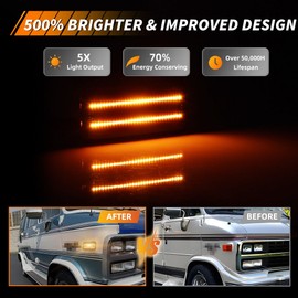 OFFKAT Smoked Amber LED Side Marker Lights For 85-95 Chevy G10 G20 GMC G1500 G2500 Van