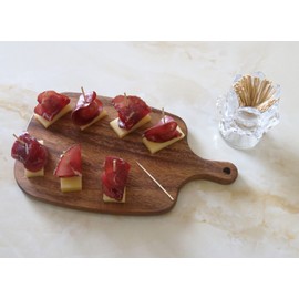 HillSpring Toothpick Holder, Decorative Crystal Glass Toothpick Dispenser with 450 Bamboo Toothpicks