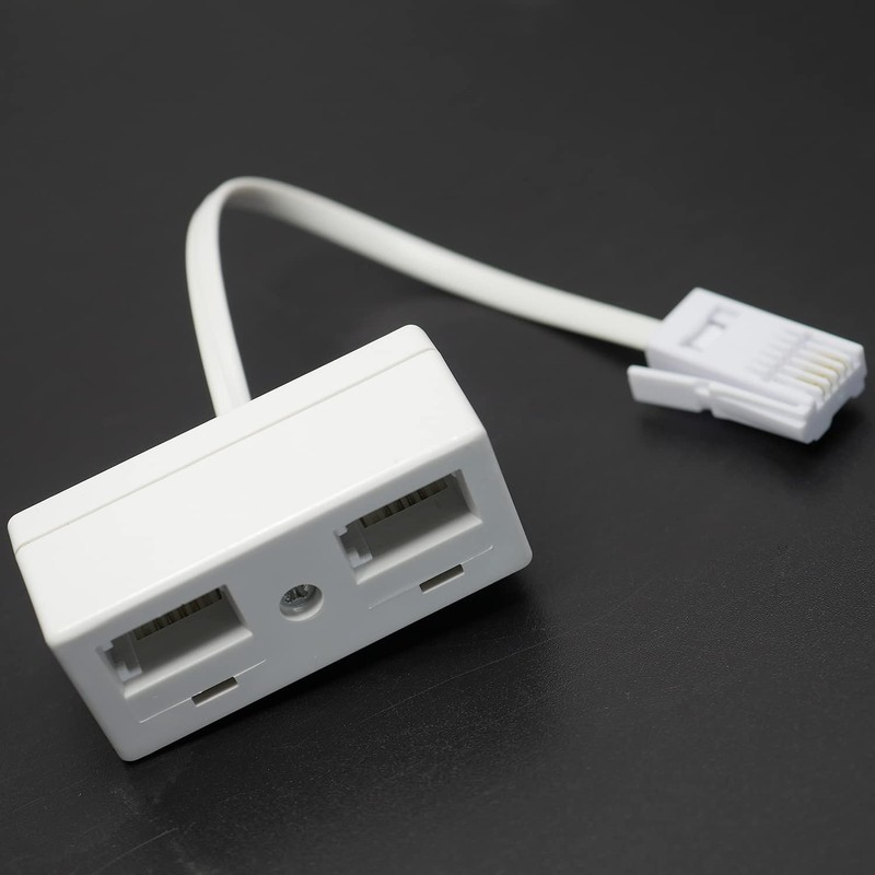 Casoter Double Telephone Socket Adapter, 1 BT Plug to Two