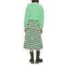 Pleated Midi Length Skirt with All-Over Print, light green, 42